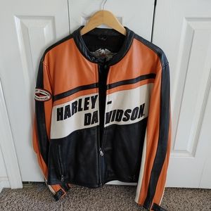 Heavy leather riding jacket